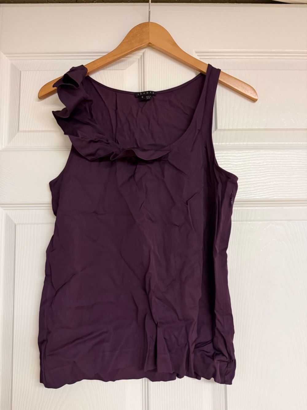 Theory Plum Ruffle Top Size Small